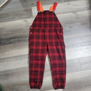 Woolrich Red Plaid Wool Bib Overalls Women’s Large Buffalo Check Lined